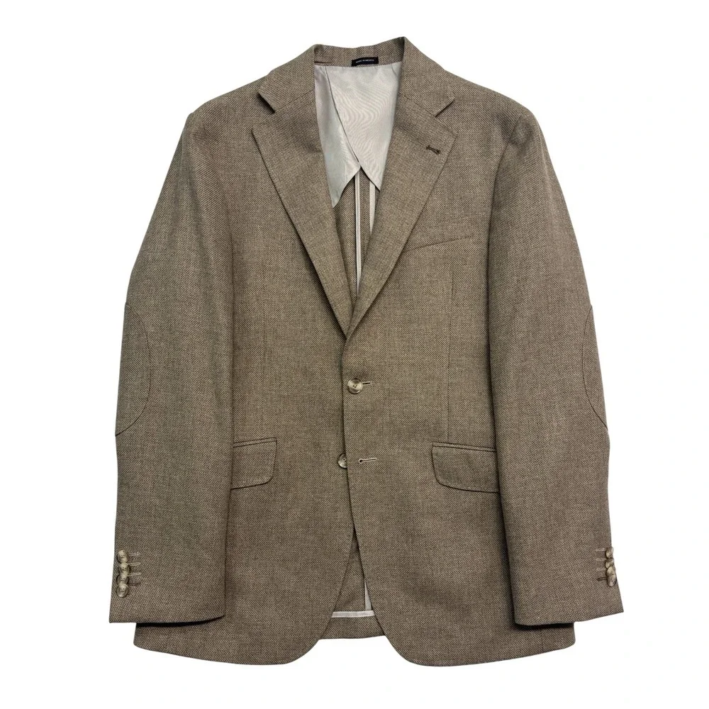 Joseph Abboud 38R Tan Linen‎ Blend Soft Shoulder Blazer Jacket Sport Suit Coat